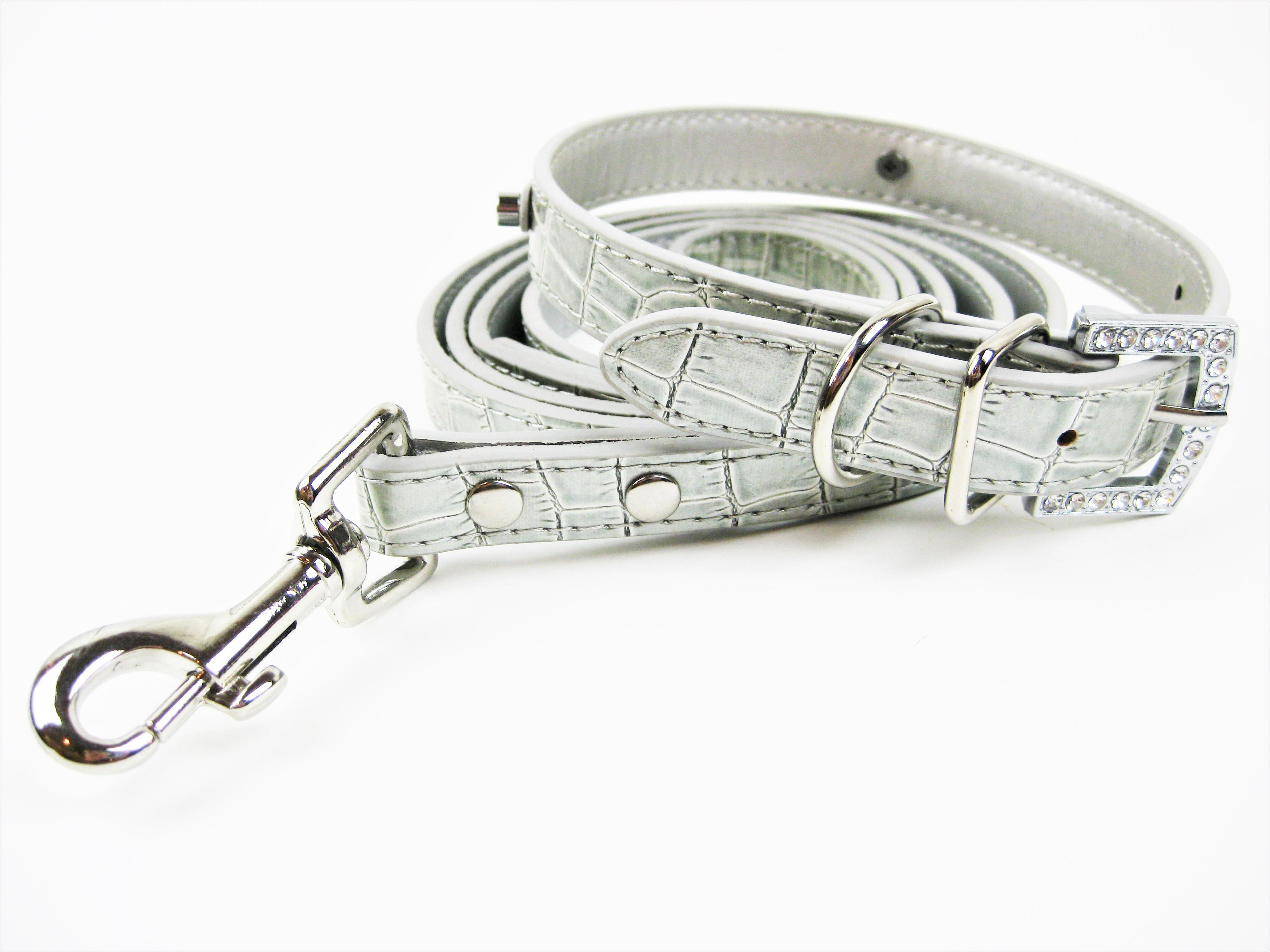 Pale Gray Pearl Croc collar (L only)